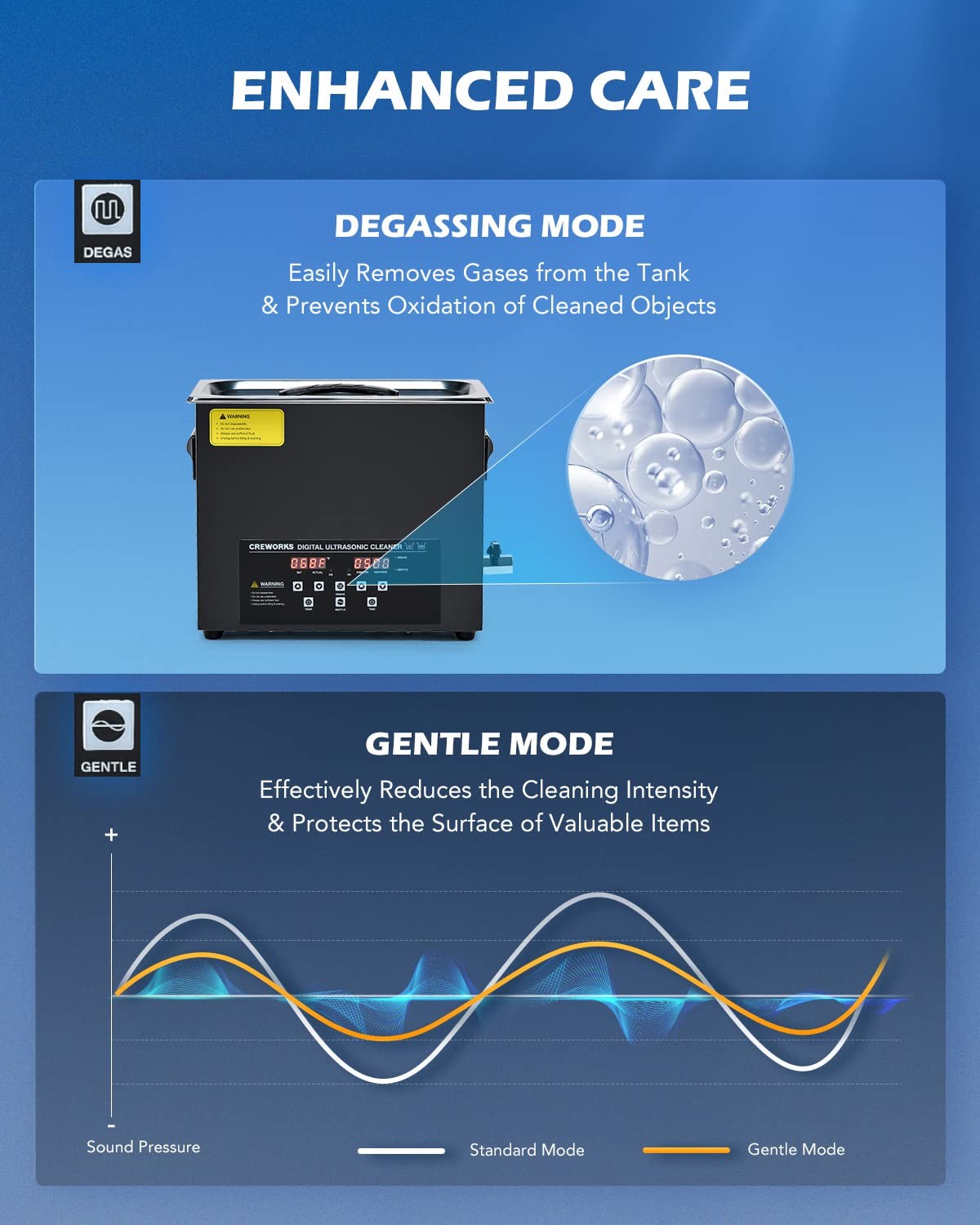 6L Digital Ultrasonic Cleaning Machine with Degas and Gentle Mode, 180W Ultra…