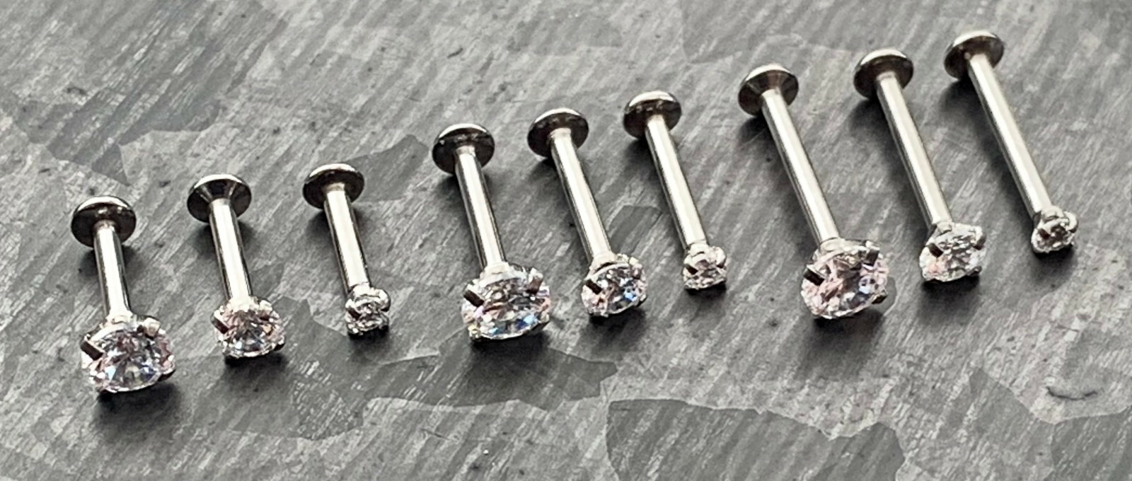 1pc Push In CZ Gem 16g Labret Threadless Stud Lip Ring Helix Ear Cartilage