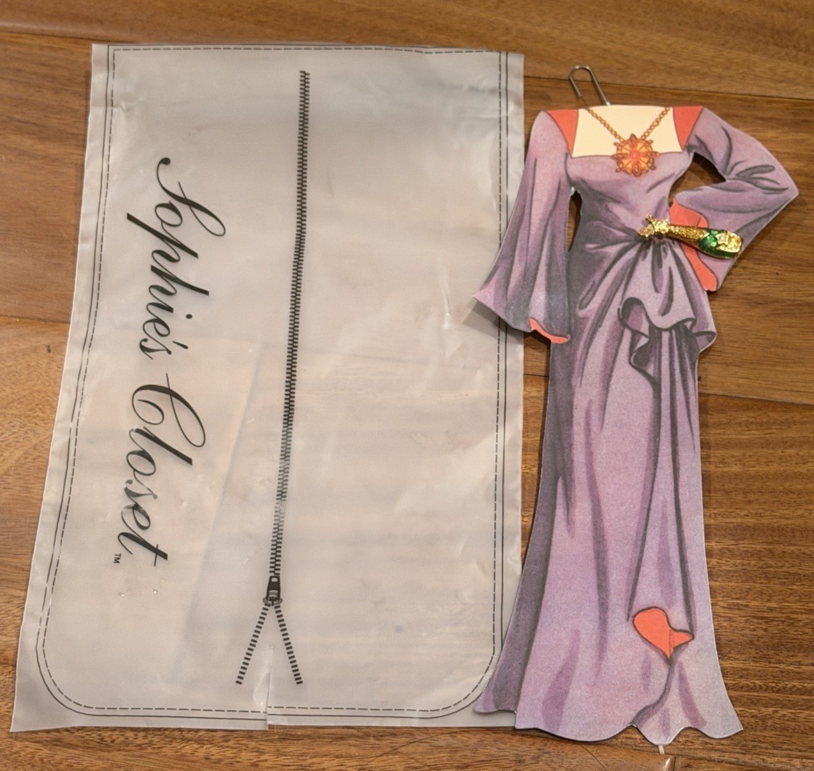 Sophie’s Closet Greeting Card Purple Gown With Gemmed Champagne Pin Vintage