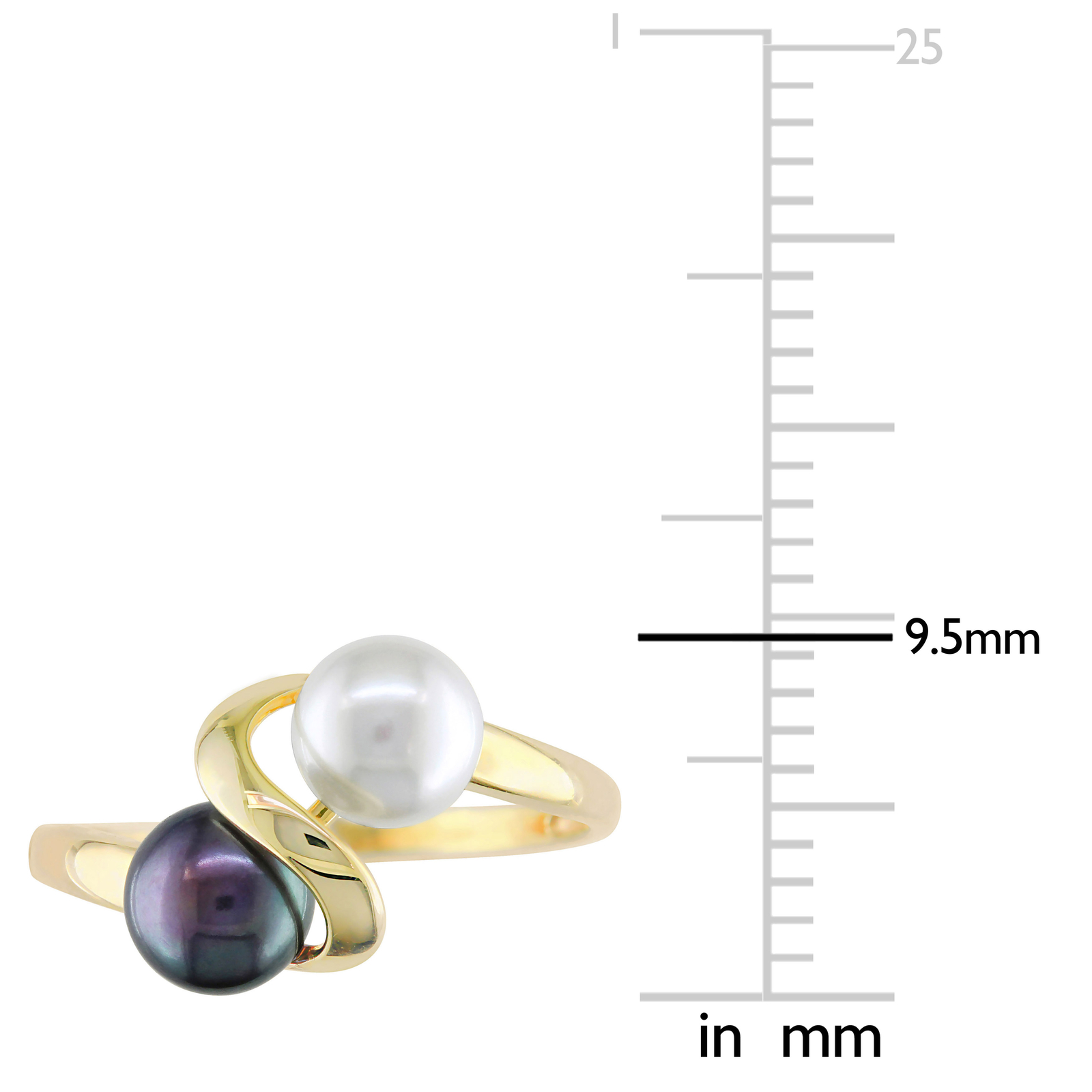 Amour 10k Gold Black & White Cultured Freshwater Pearl Ring