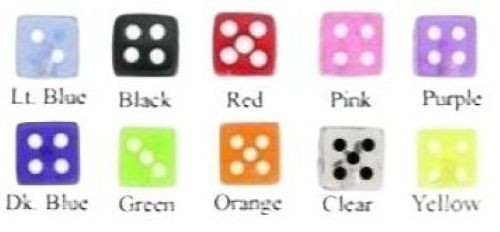 2 Pieces 14g 1/2 UV Acrylic 316L Dice Surgical Steel Horseshoe Ear Nipple Helix