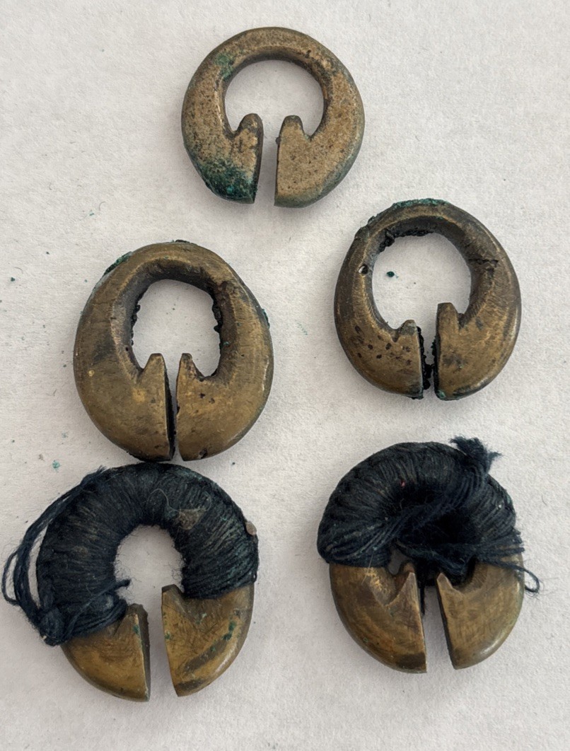 Lot of 5 Brass Beads Igorot Lingling-O Philippines Vintage Handmade