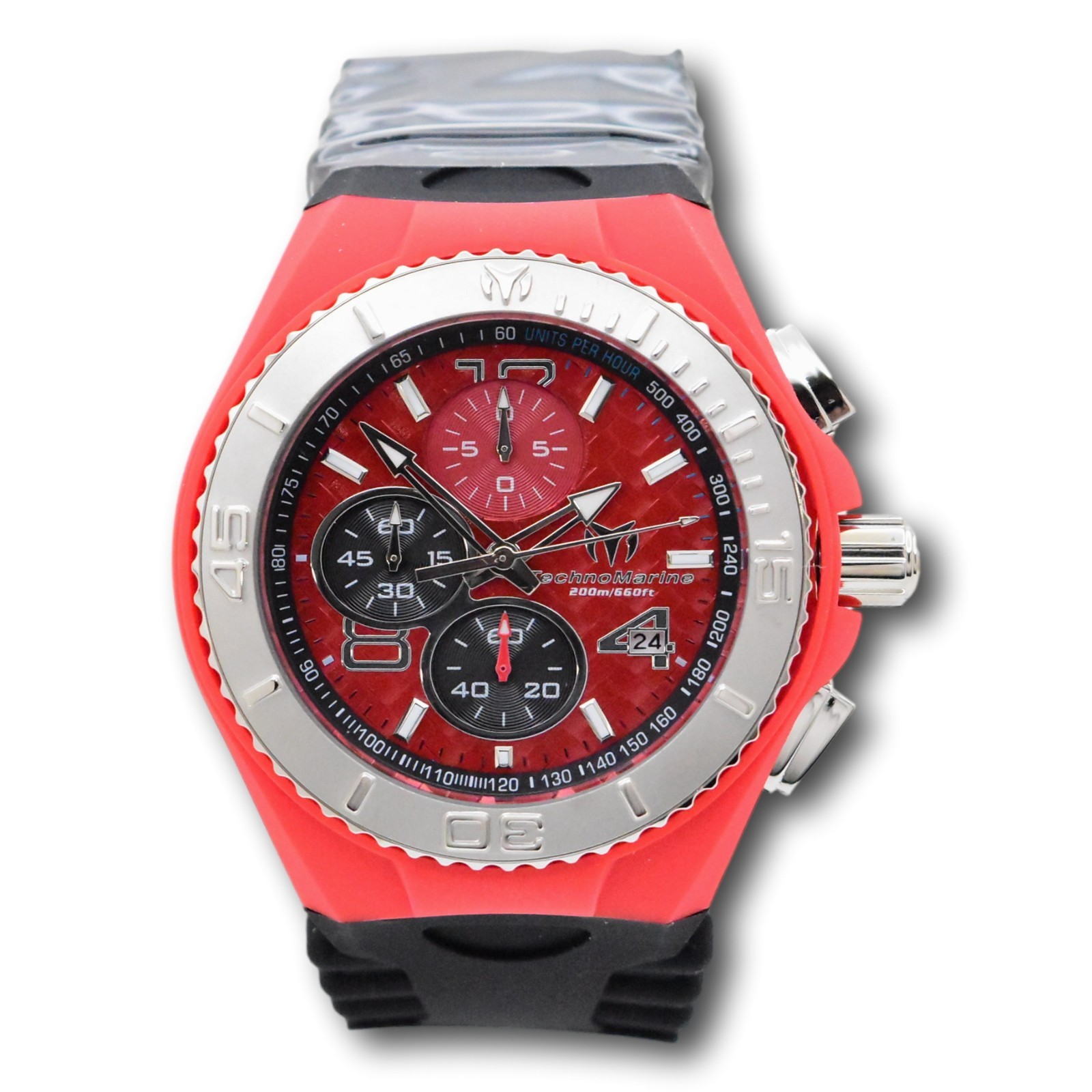 TechnoMarine Cruise JellyFish Men’s 46mm Red Weave Dial Chrono Watch TM-115113