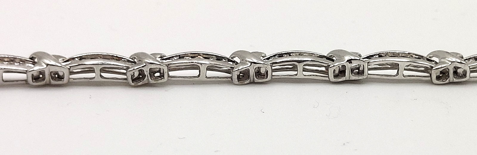 White Gold Diamond Link Bracelet 7″ – 10k Round Brilliant 1.00ctw ~ 8.8 Grams