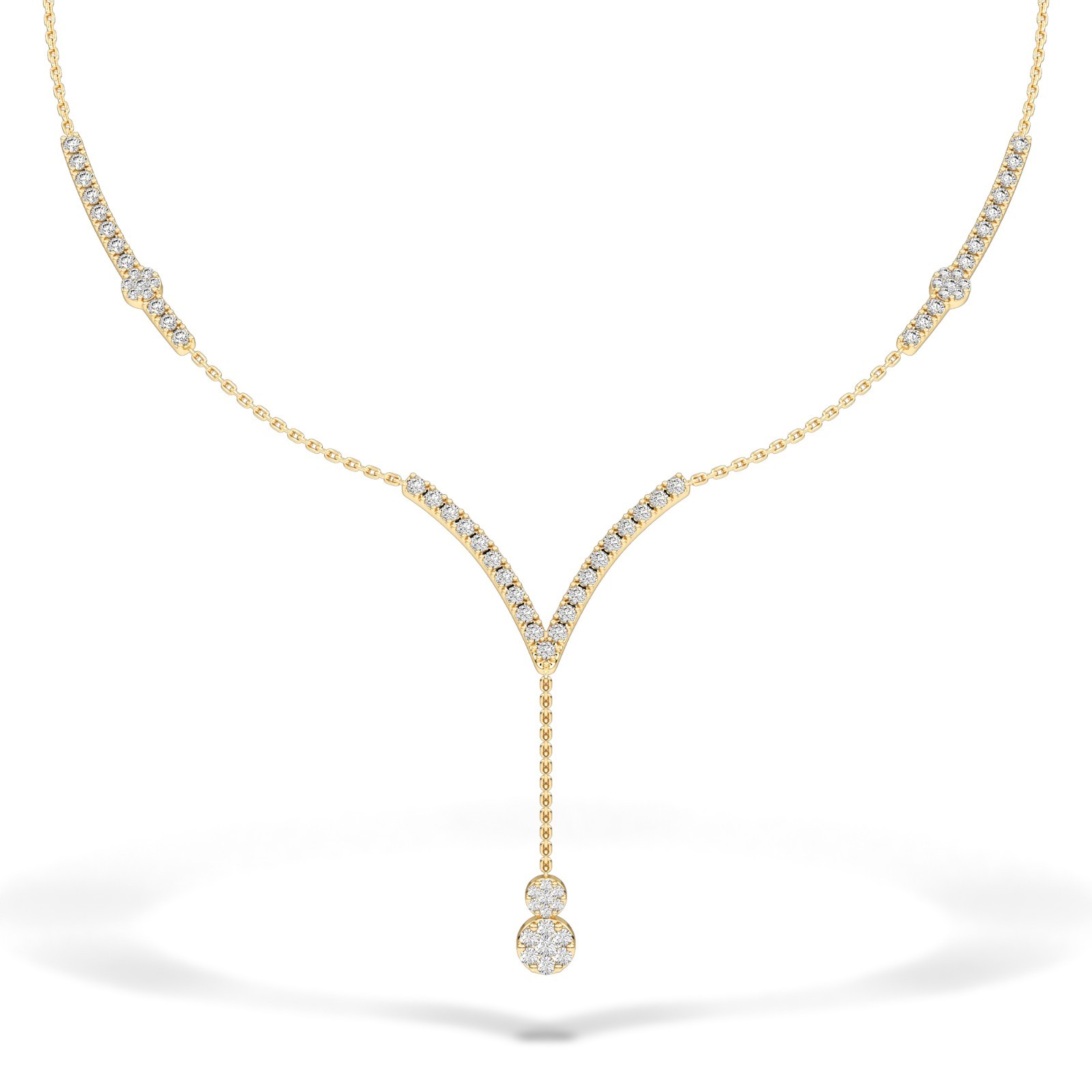 Elegant Round Cut Natural or Lab Grown Diamond Y Necklace in 10K 14K 18K Gold