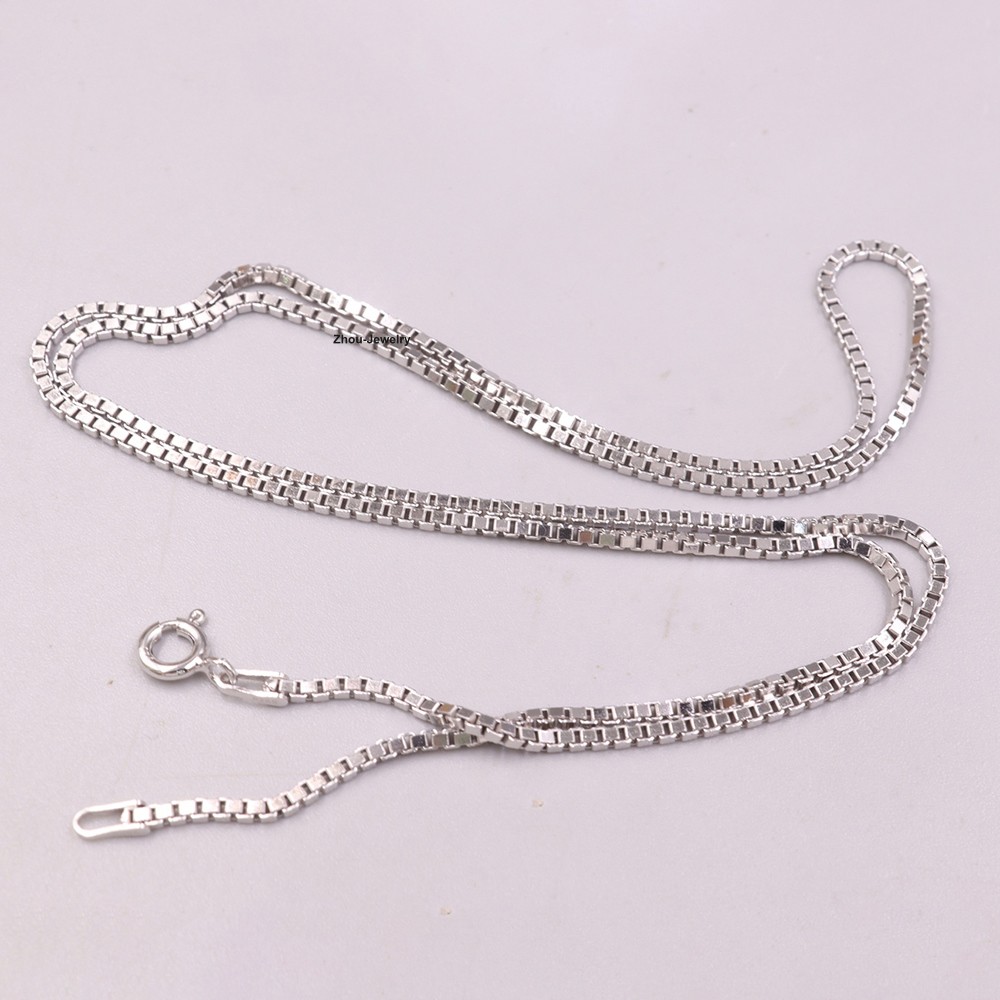 Pure 925 Sterling Silver Necklace 1.6mm Box Link Chain Necklace 19.7inch L