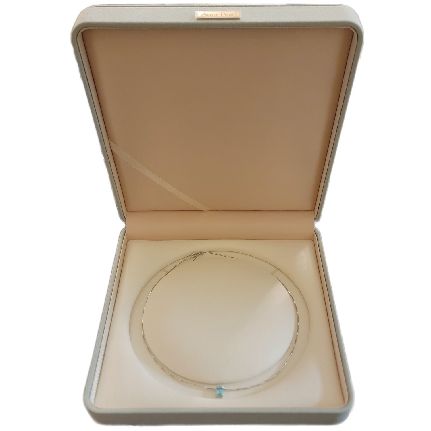 Neon Blue YAG Sterling Silver Solitaire Necklace Gift Box 925 Silver NWTs