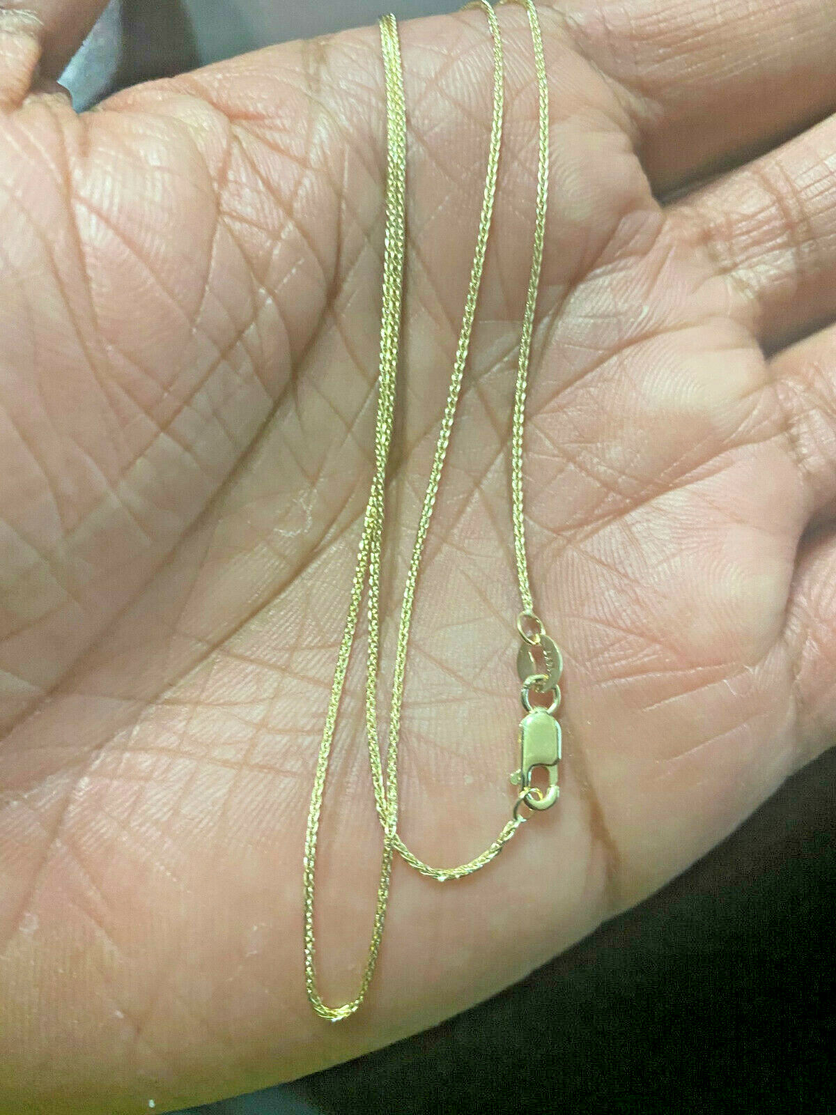 14KT Solid Yellow Italian Gold Wheat Chain Necklace 0.9mm 16″, 18″, 20″, 22″
