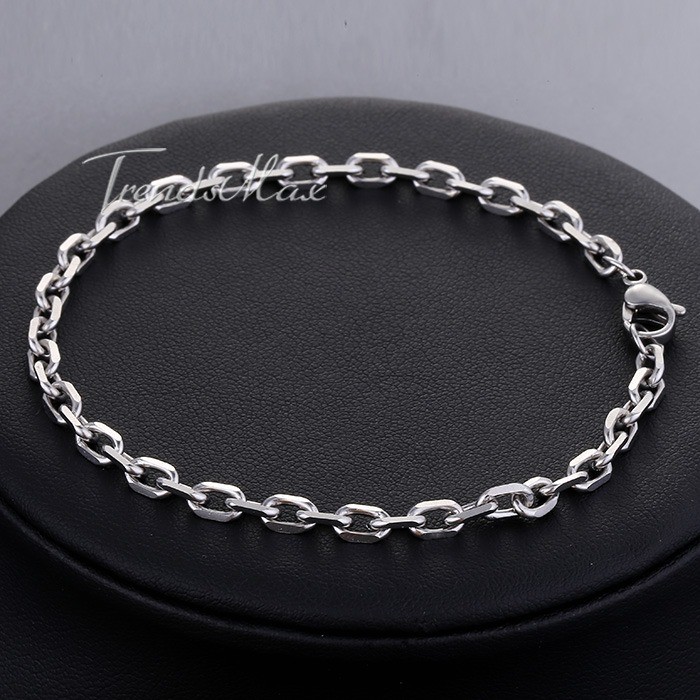 3/4/6/10mm Rolo Cable Link Women Mens Chain Stainless Steel Bracelet 7-10 inches