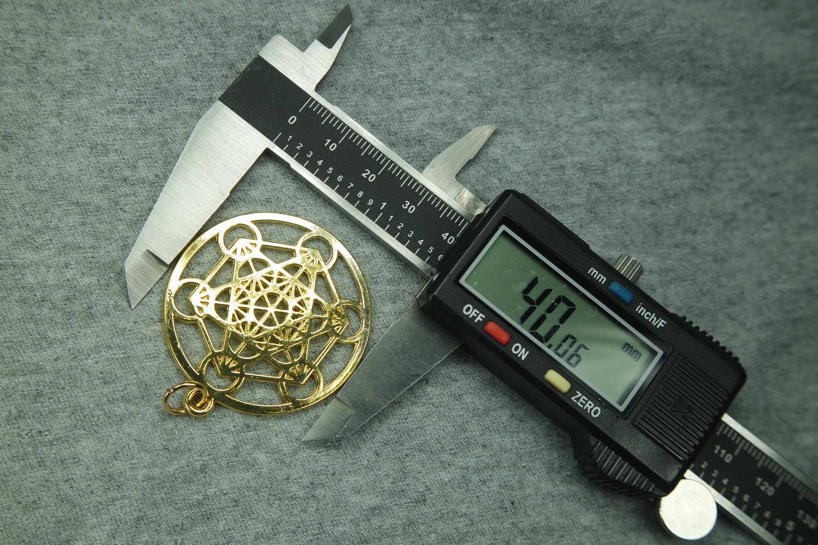 Large Metatrons Cube Pendant for Necklace or Earrings Gold Plated Copper 40mm