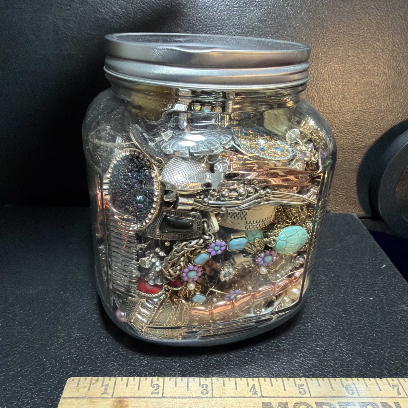 Jewelry Jar Necklaces, Bracelets, Earrings Huge Jar 7in High 5.5 In wide