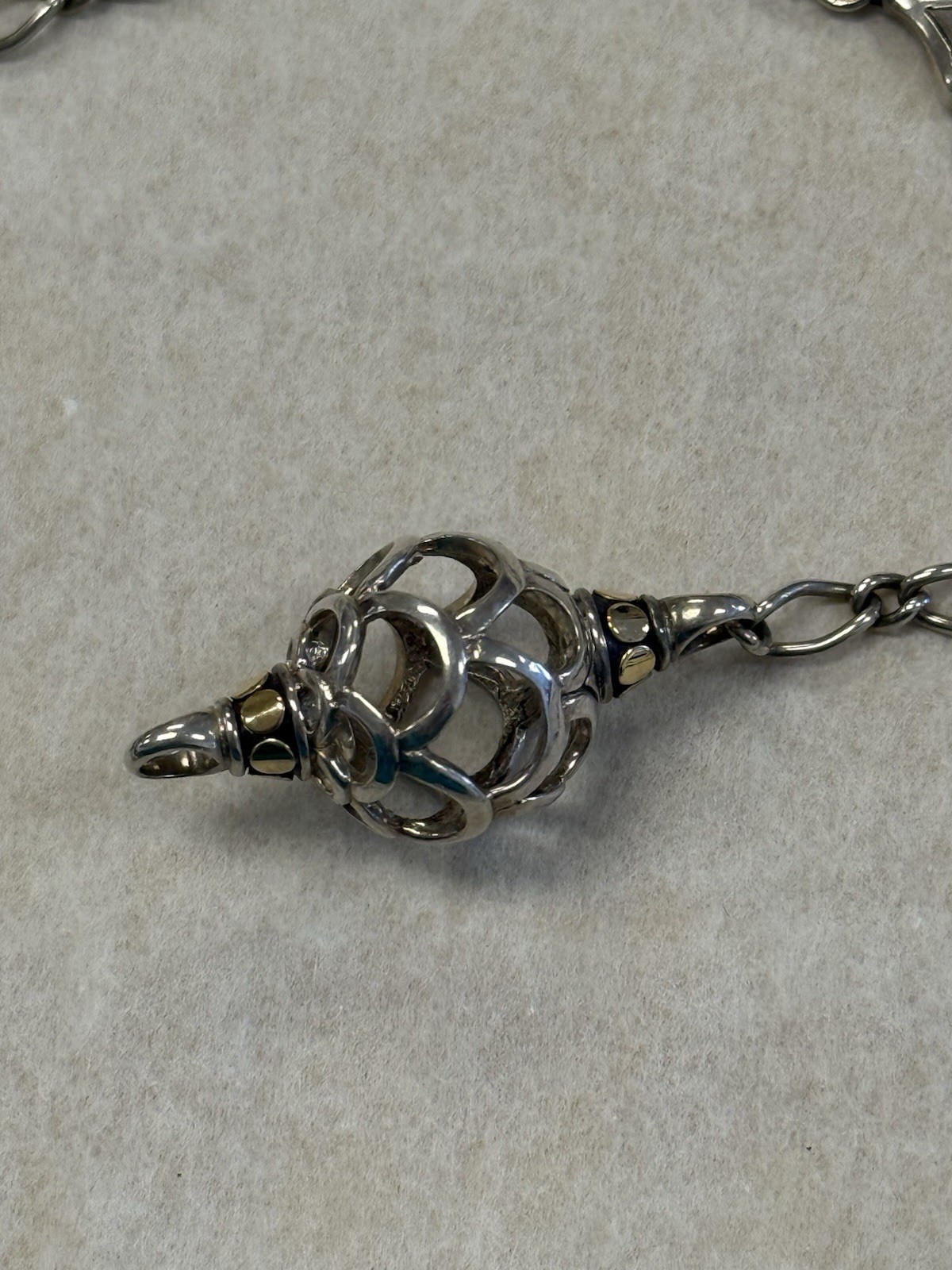 NWT John Hardy 925 Sterling 18k Gold Legends Naga Dragon Orb Necklace 50g 36”