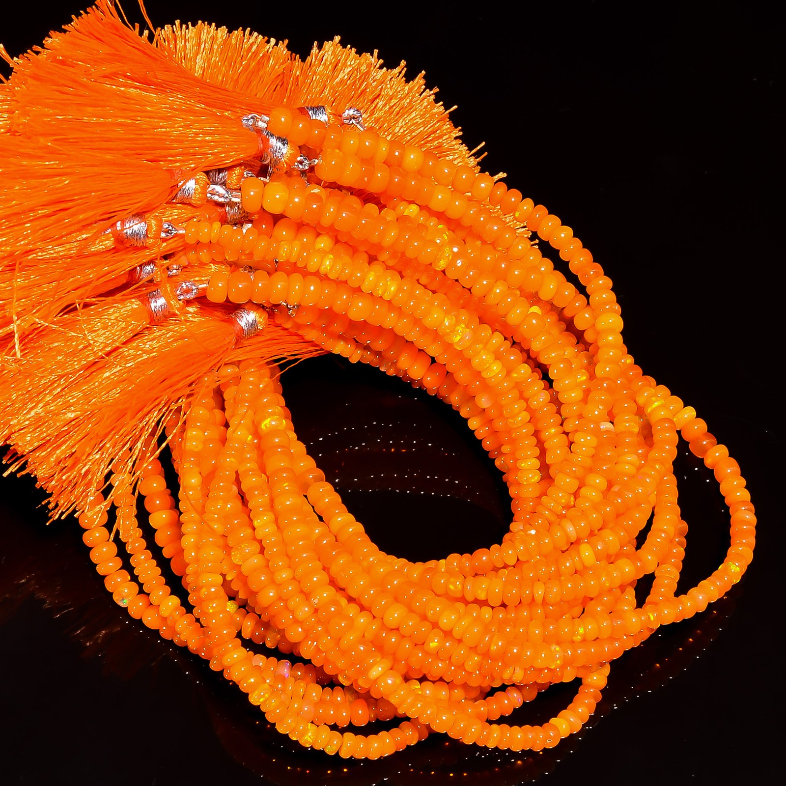 Orange Ethiopian Opal Gemstone Roundel Smooth Beads 4X4X2 mm Strand 8″ UGB-698