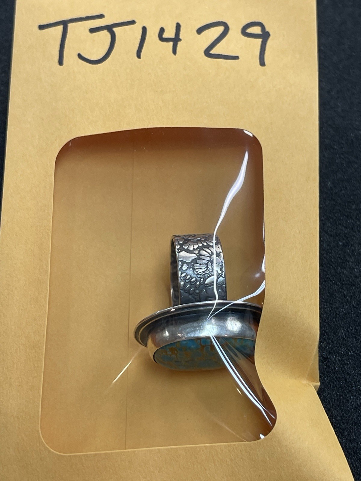 Handmade Sterling Silver & High-Grade Hubei Turquoise Ring – Signed “Gracie”