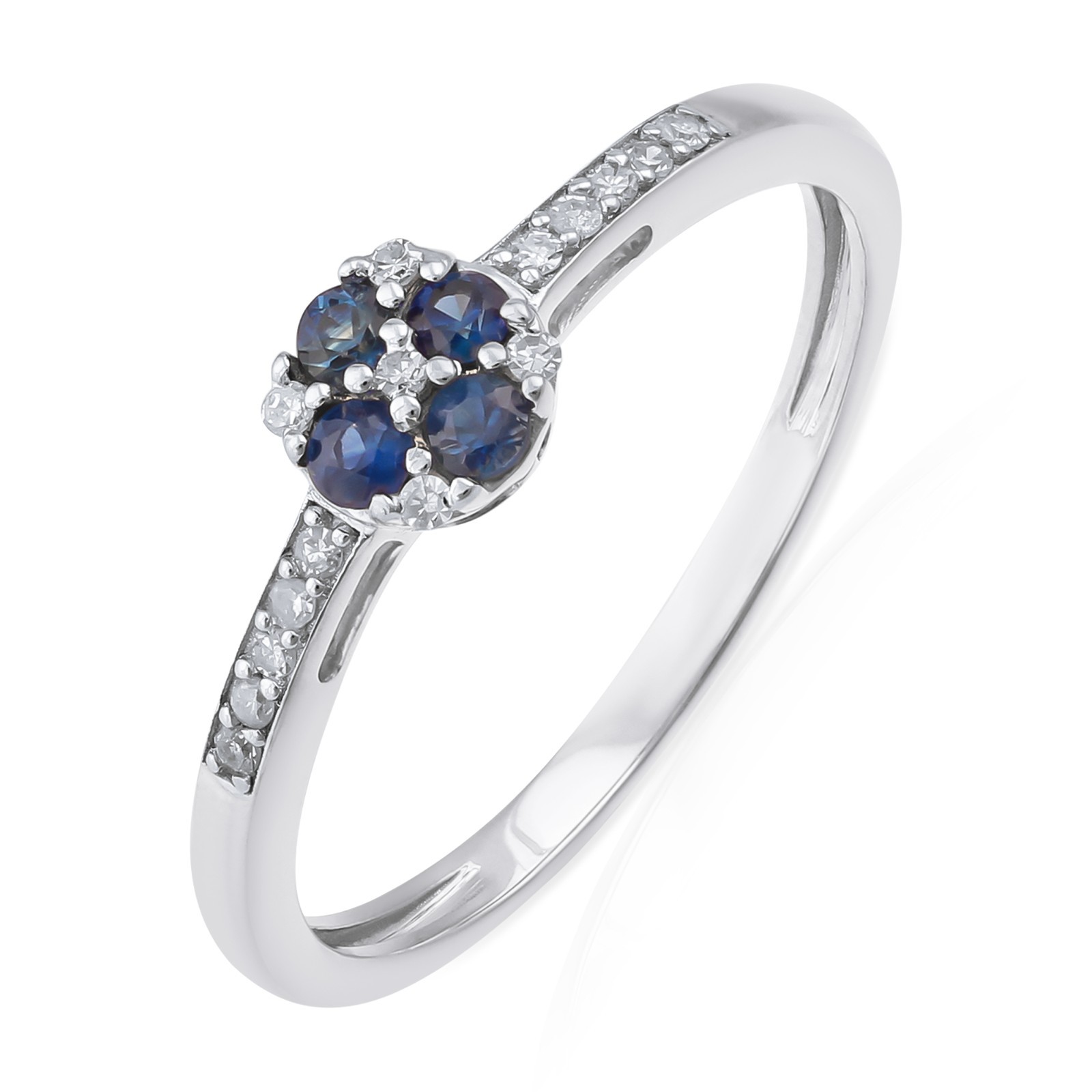 0.24 Tcw Blue Sapphire Diamond Flower Cluster Pave Ring 925 Sterling Silver Gift