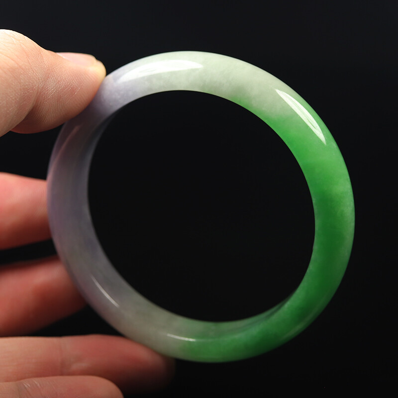 59mm Lavender Purple Green Jadeite Jade Bangle Bracelet Burma Jadeite 12511
