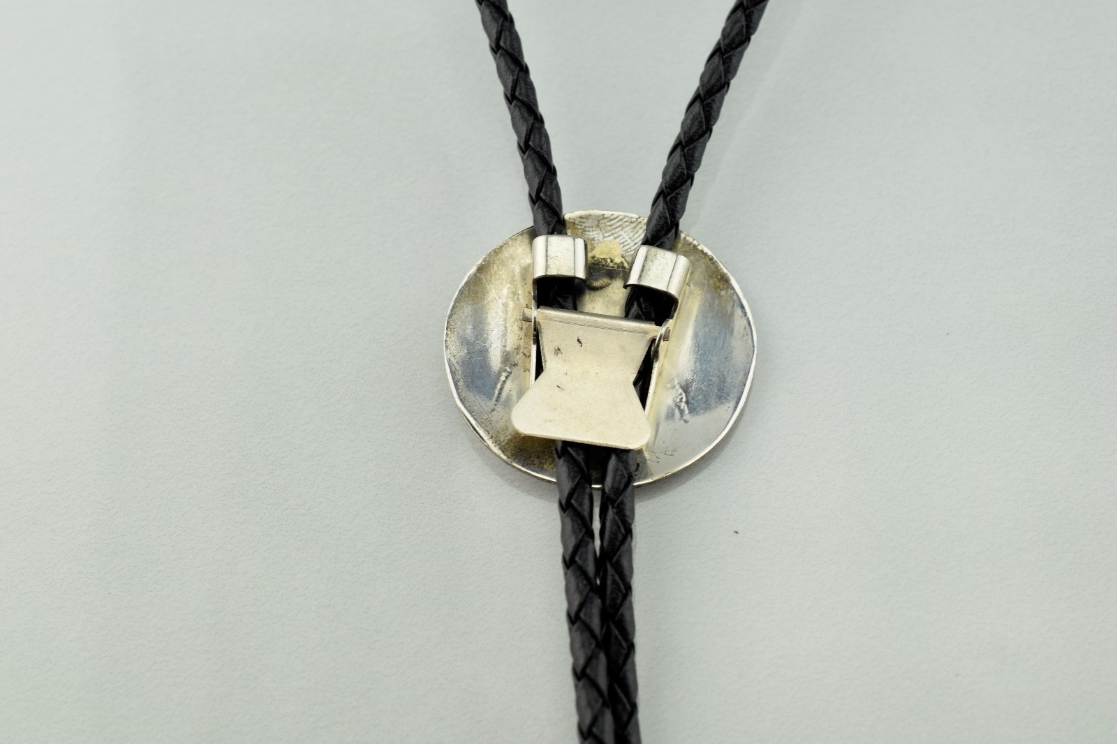 Lowell Draper Navajo Sterling Silver & Black Woven Leather Bolo Tie – .85
