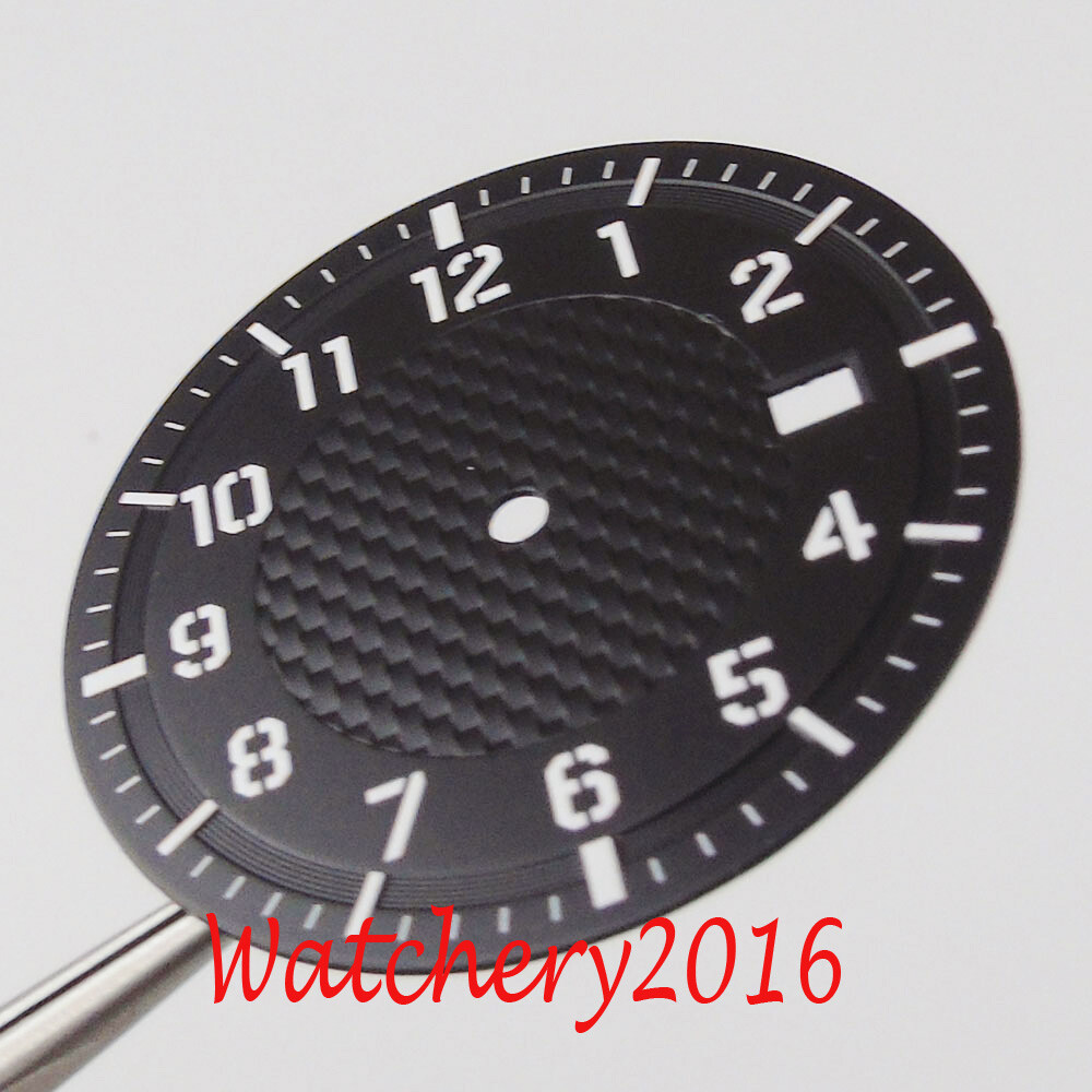 34mm White Blue Brown Watch Dial Date Window Luminous fit NH35 NH35A movement