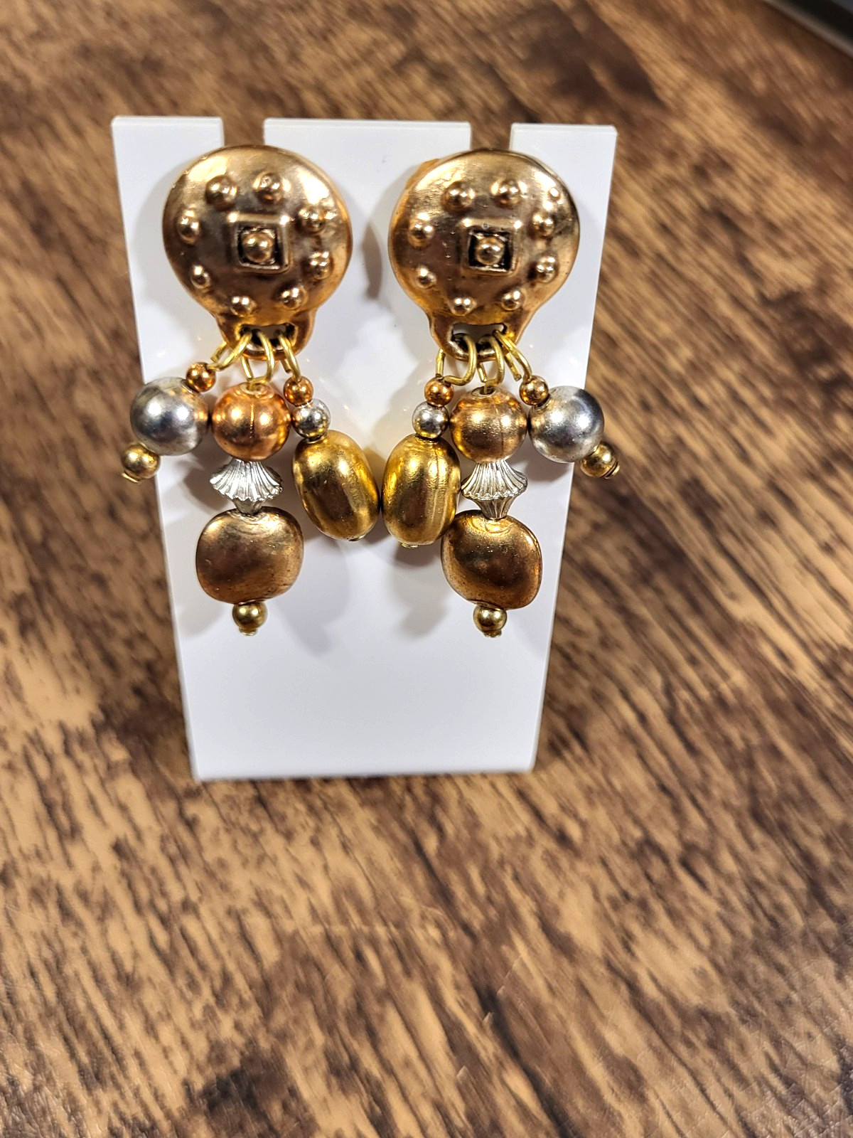 Retro Chunky Bohemian 70s Hippie Beaded Cluster Dangle Earrings 2 inch