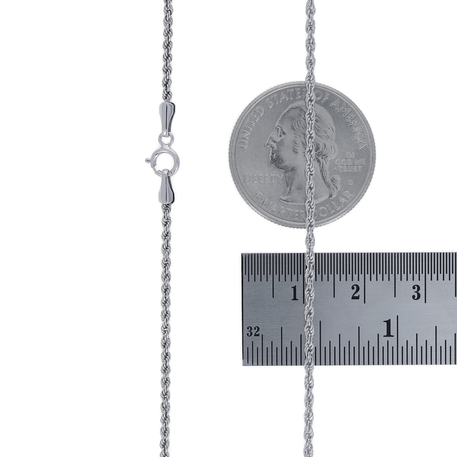 10K White Gold 1.5mm-7mm Diamond Cut Rope Chain Necklace Mens Womens 16″-30″
