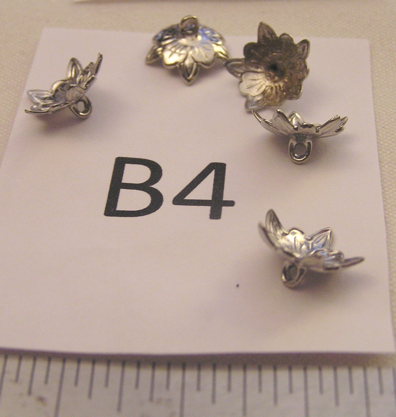 VTG Bead Cap Dangles w Bail & Button Backs Filigree Brass GP SP Jewelry Findings
