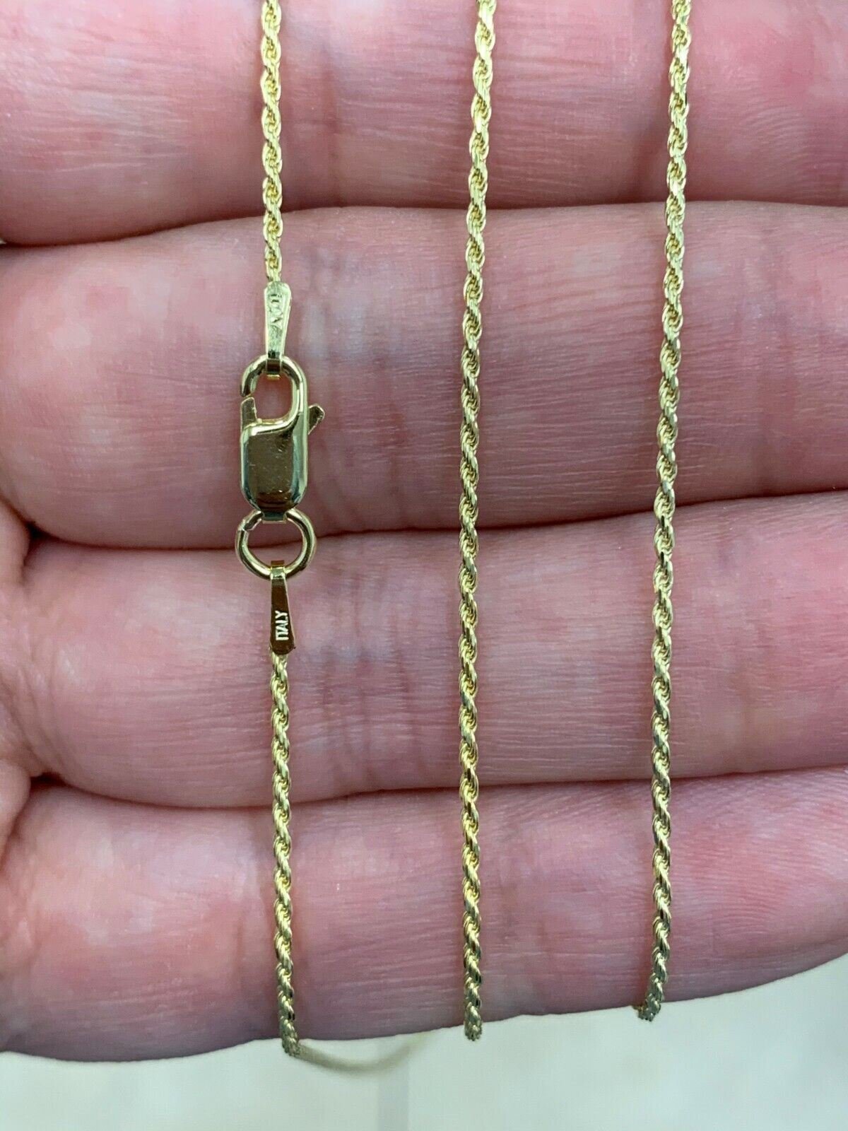 14k Gold Plated Over 925 Sterling Silver Italian Rope Chain Diamond Cut 1.2mm