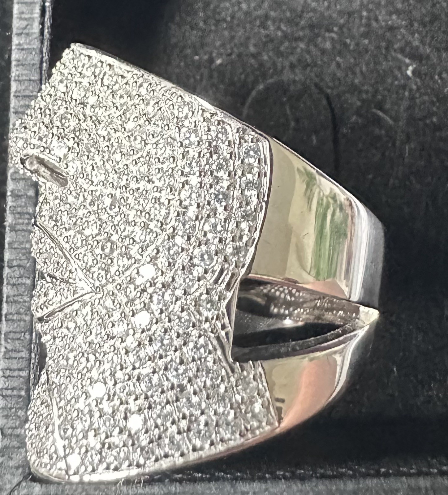 SONIA BITTON SIMULATED DIAMOND FACE RING ~ STERLING SILVER RING