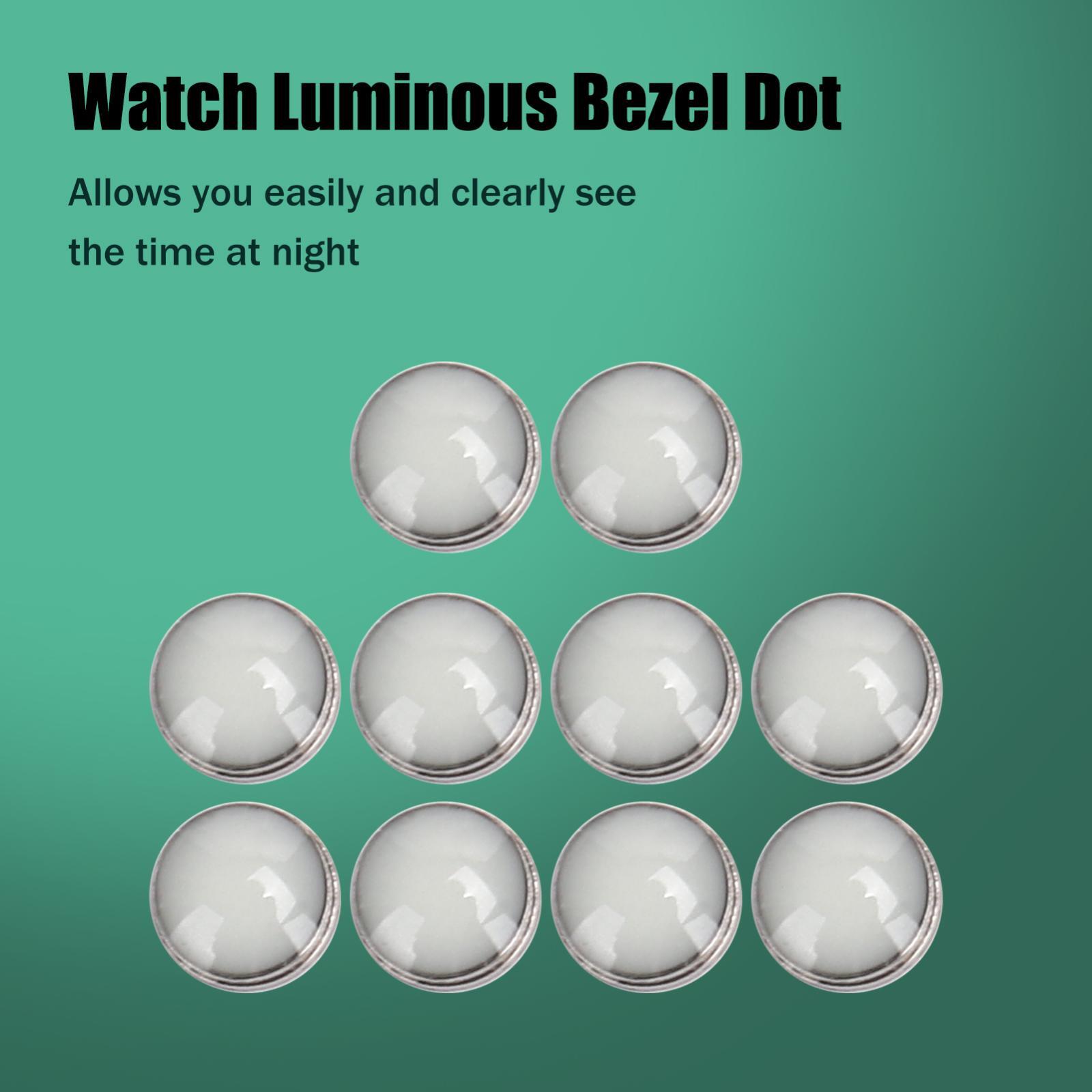 10* Alloy+Glass 2mm Blue/Green Watch Luminous Bezel Pip Dial Night Dot Tool A