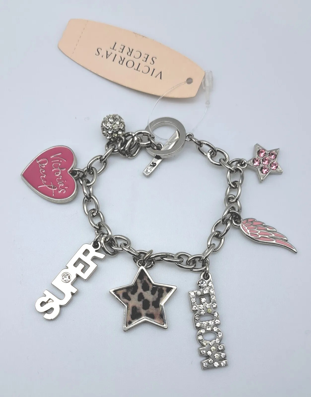 COLLECTOR Victoria’s Secret SUPERMODEL Bling Charm Bracelet NEW IN POUCH RARE!
