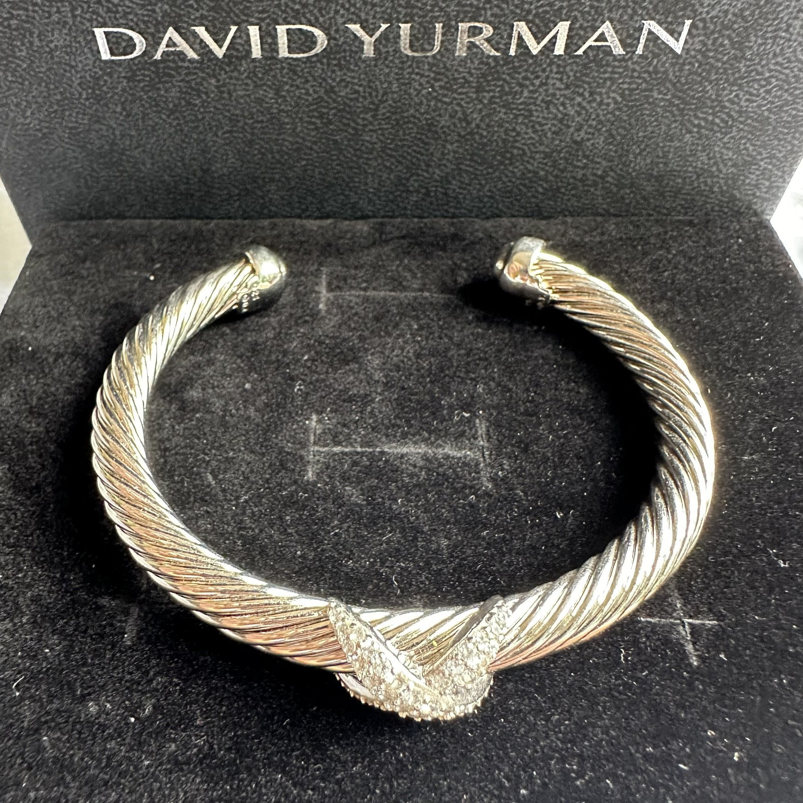 David Cable Flex X Bracelet 7mm Sterling Silver with Diamonds Sz M