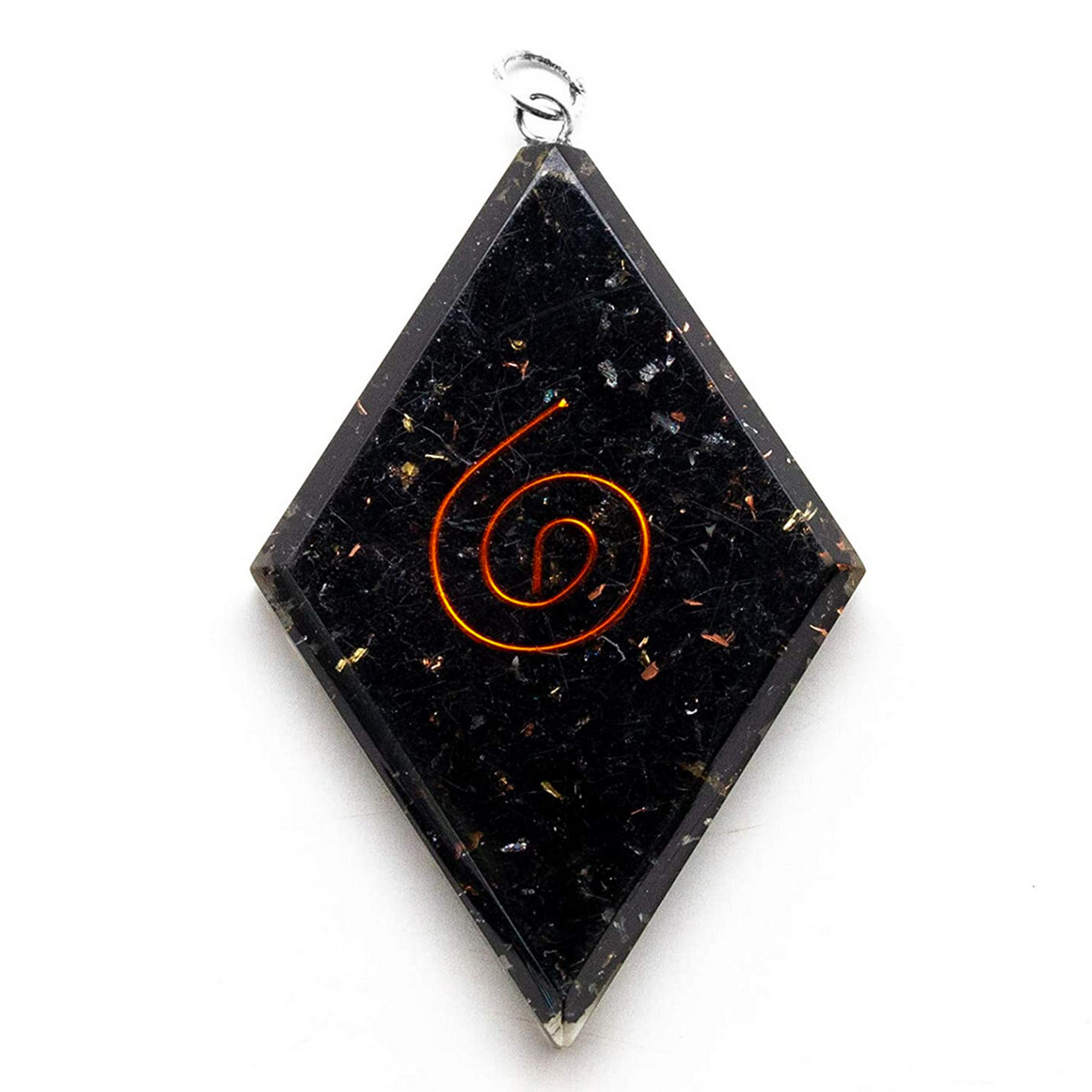 Black Tourmaline Orgone Energy Generator Pendant Handmade Orgonite Necklace