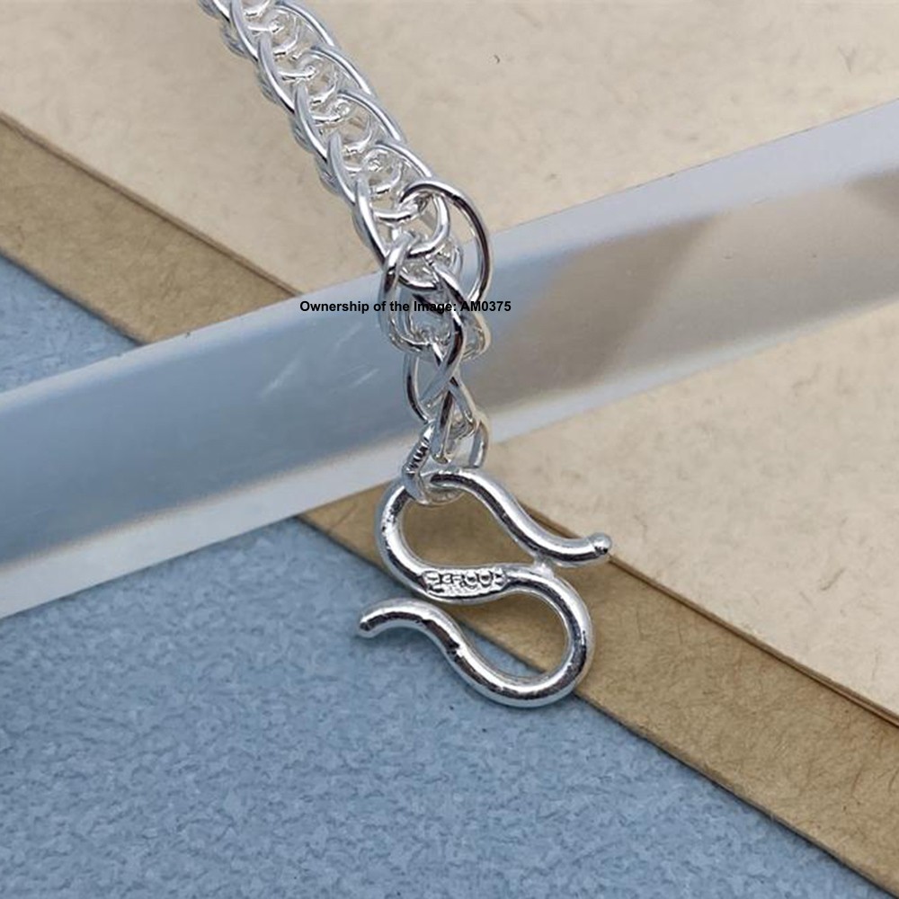 Real 999 Fine Silver Bracelet 4mm Wheat Link Women Men Bracelet 7.1-7.5inch