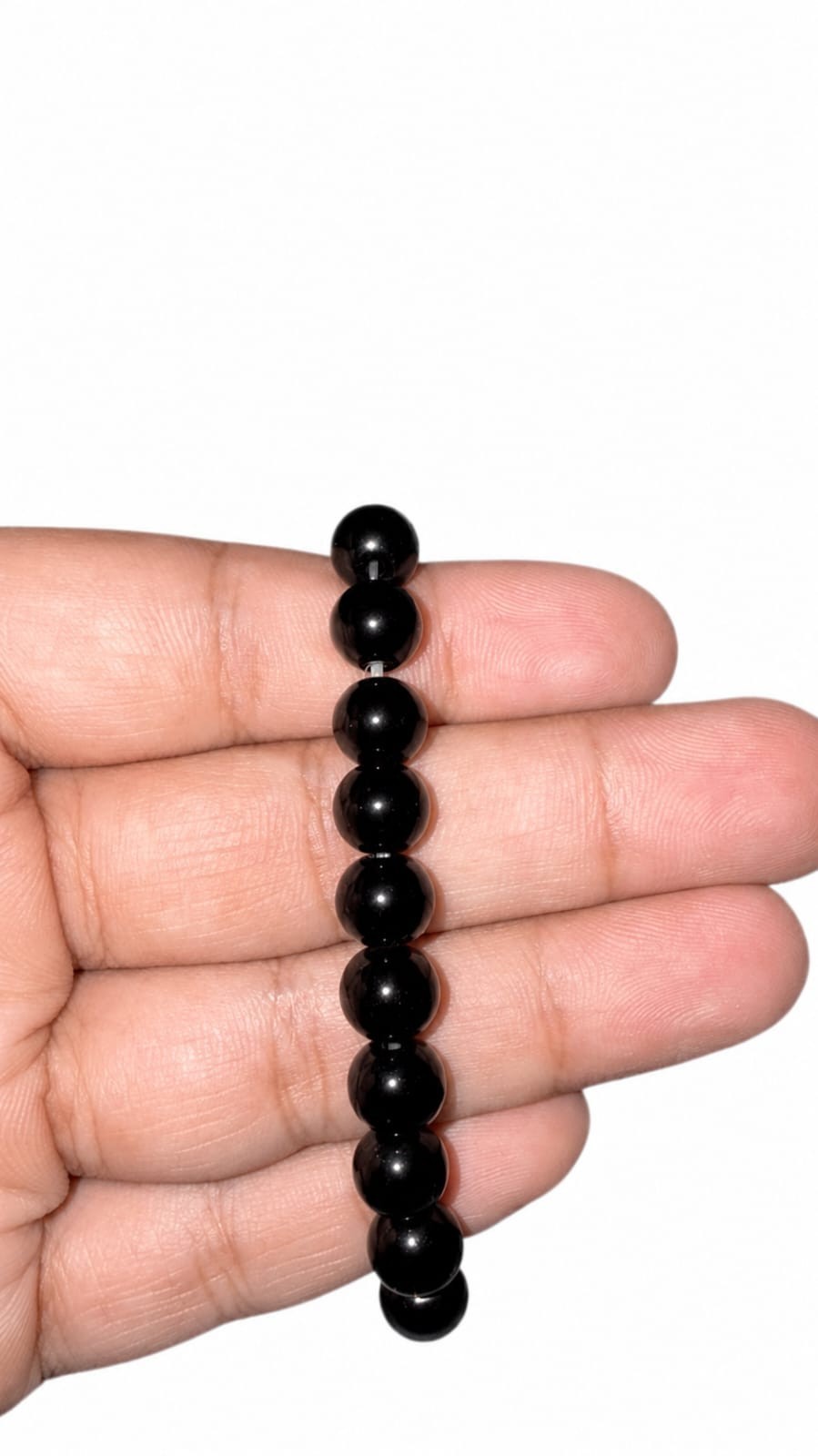 Black Beaded Stretch Bracelet for Men Women 8mm Beads Gift for Him Her