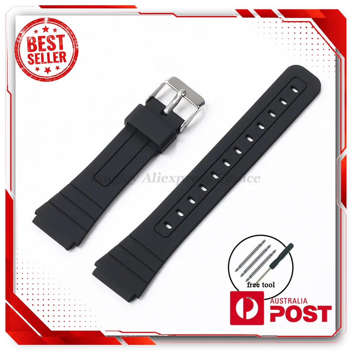 Silicone Watch Strap for CASIO F91W W-800H 18mm Replacement Band