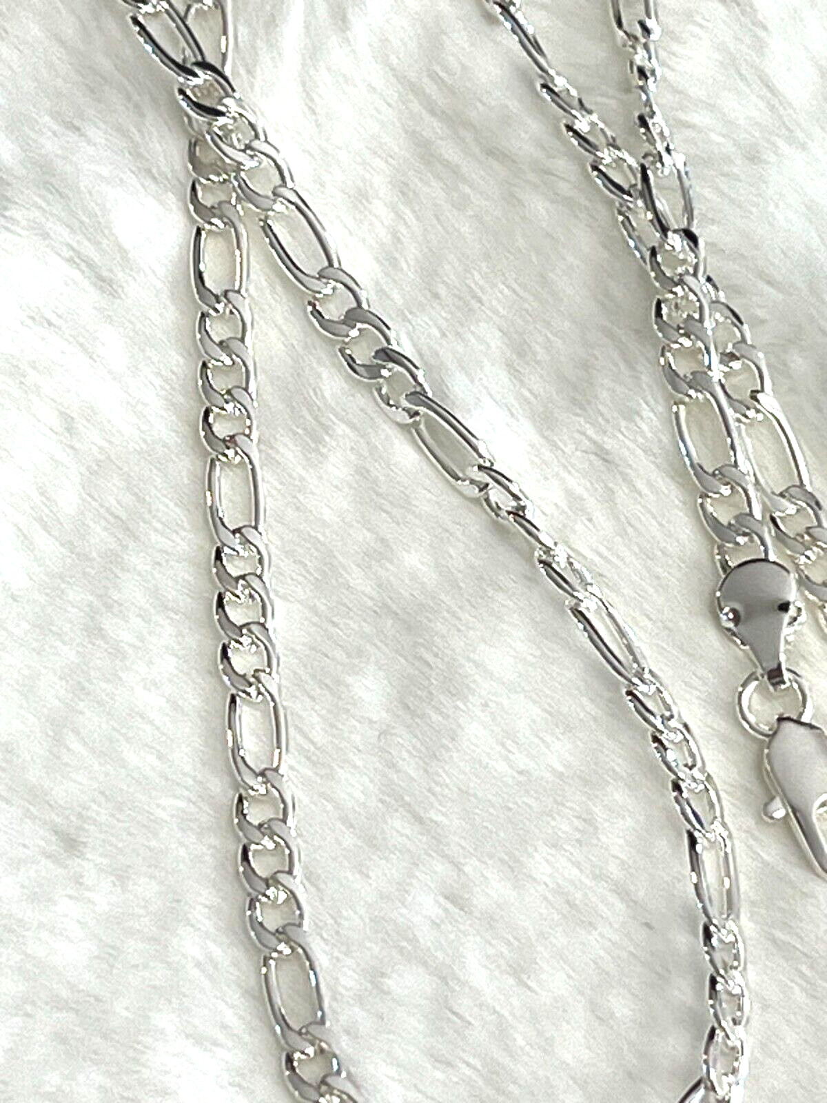 Super Nice 925 Silver Plated Figaro Chain Necklace 4mm 22″ Fast Free Shipping