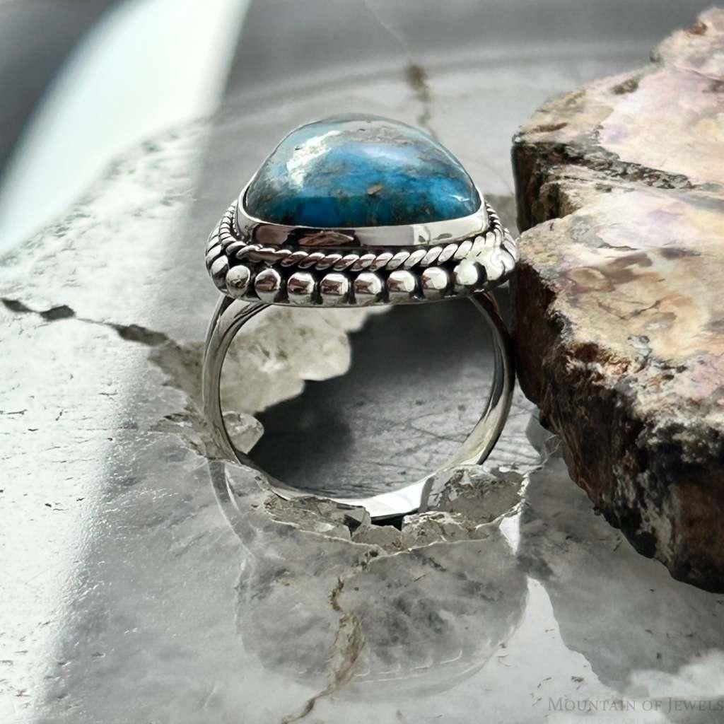 Sterling Southwestern Style Teardrop Shattuckite Decorated Ring Sz 6.5 For Women