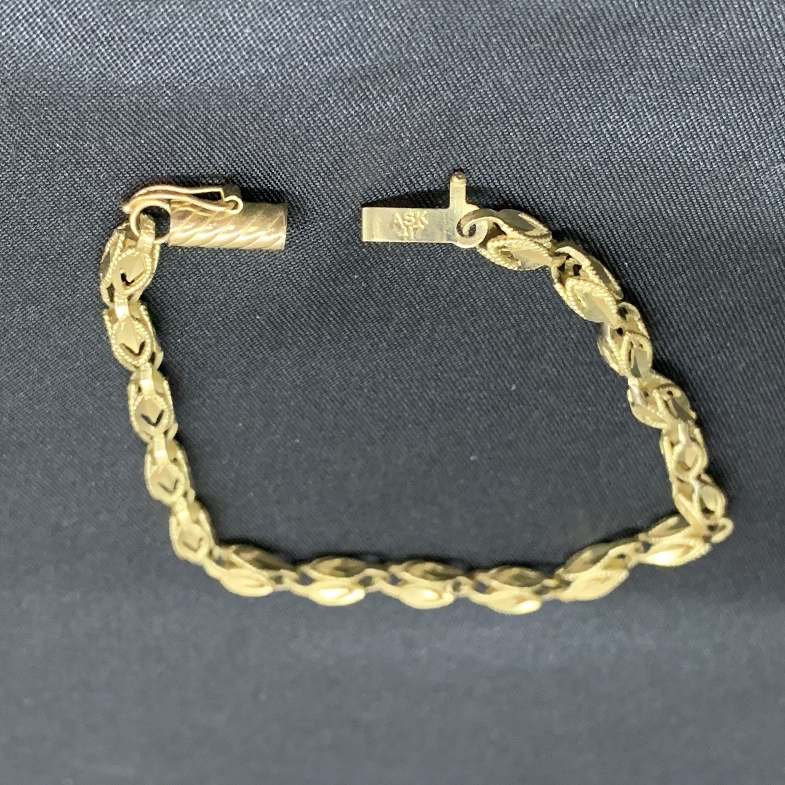 10k Yellow Gold Turkish Link Diamond Cut Rope Bracelet 4mm 7” 6.5g