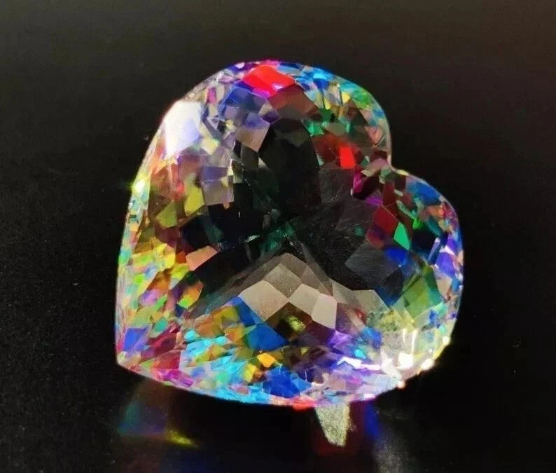 Mystic Gemstone Heart Cut 65 Ct Rainbow Color Certified Loose Stone