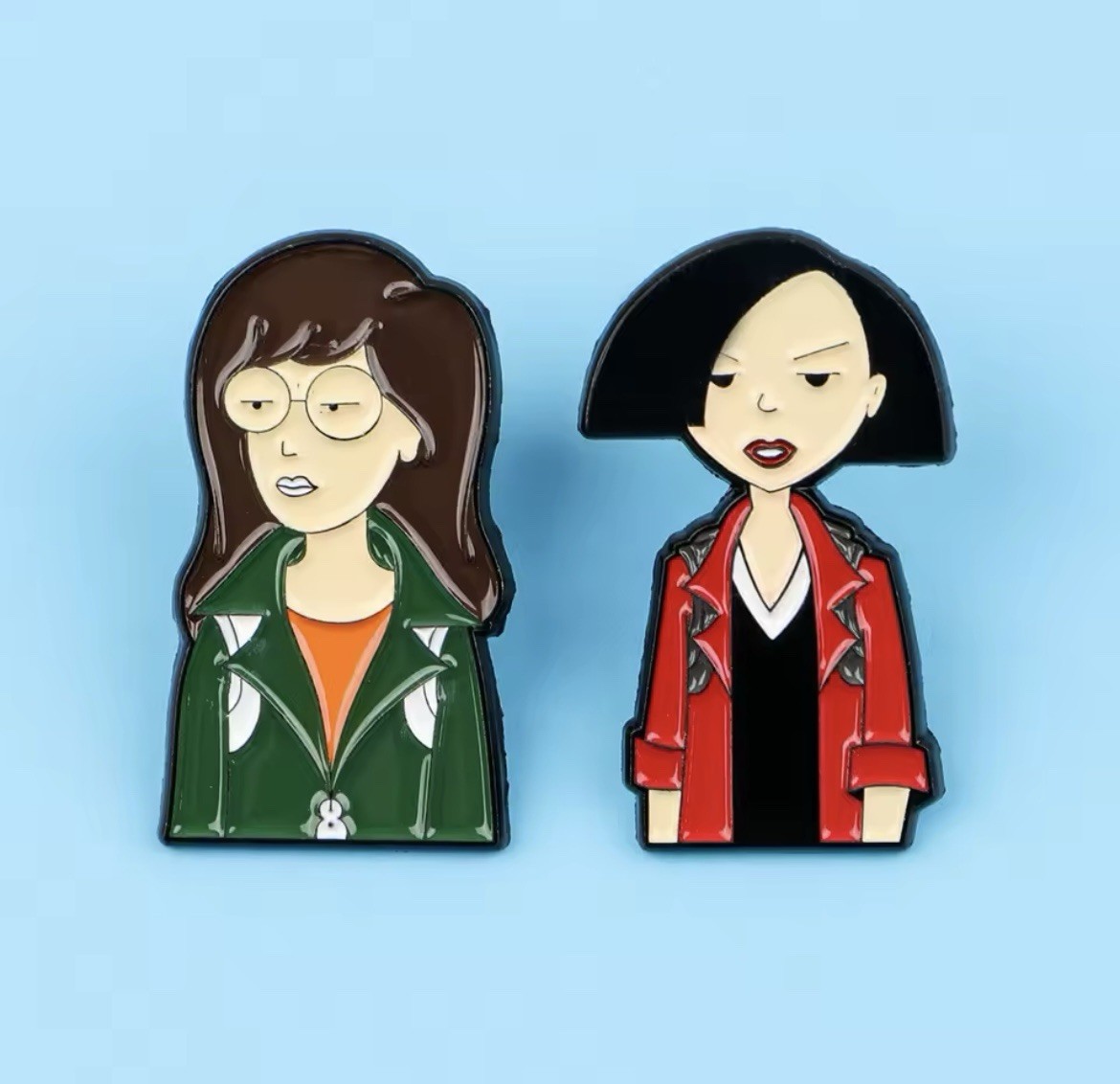 Daria Jane Friends Style 2pc Pin Set Rubber Backs Daria Jane Pins FREE SHIPPING
