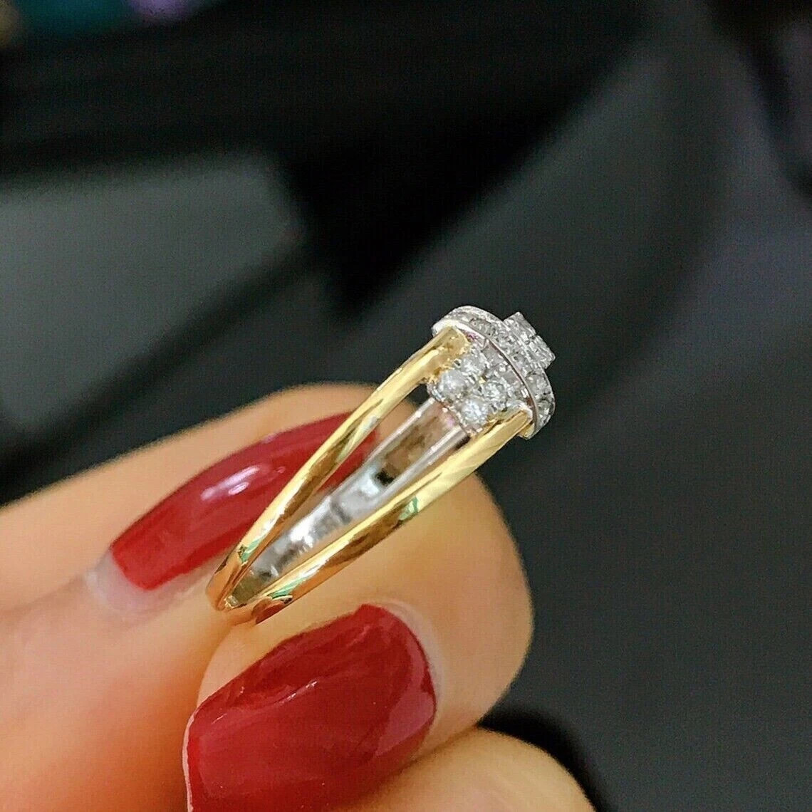 0.90 Ct Lab Created Unique Design Wedding Band 14K Two-Tone Gold Plated