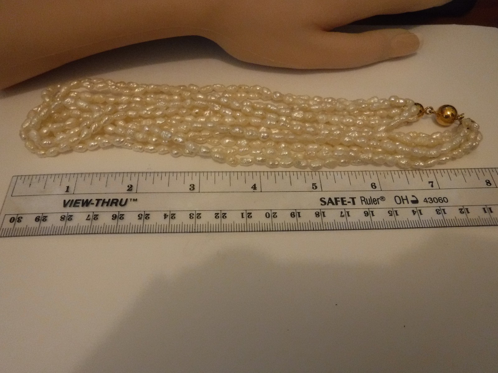 18 K (750) Solid Gold Clasp Italian 7 Strand Nugget FW Pearl Necklace 16″ Choker