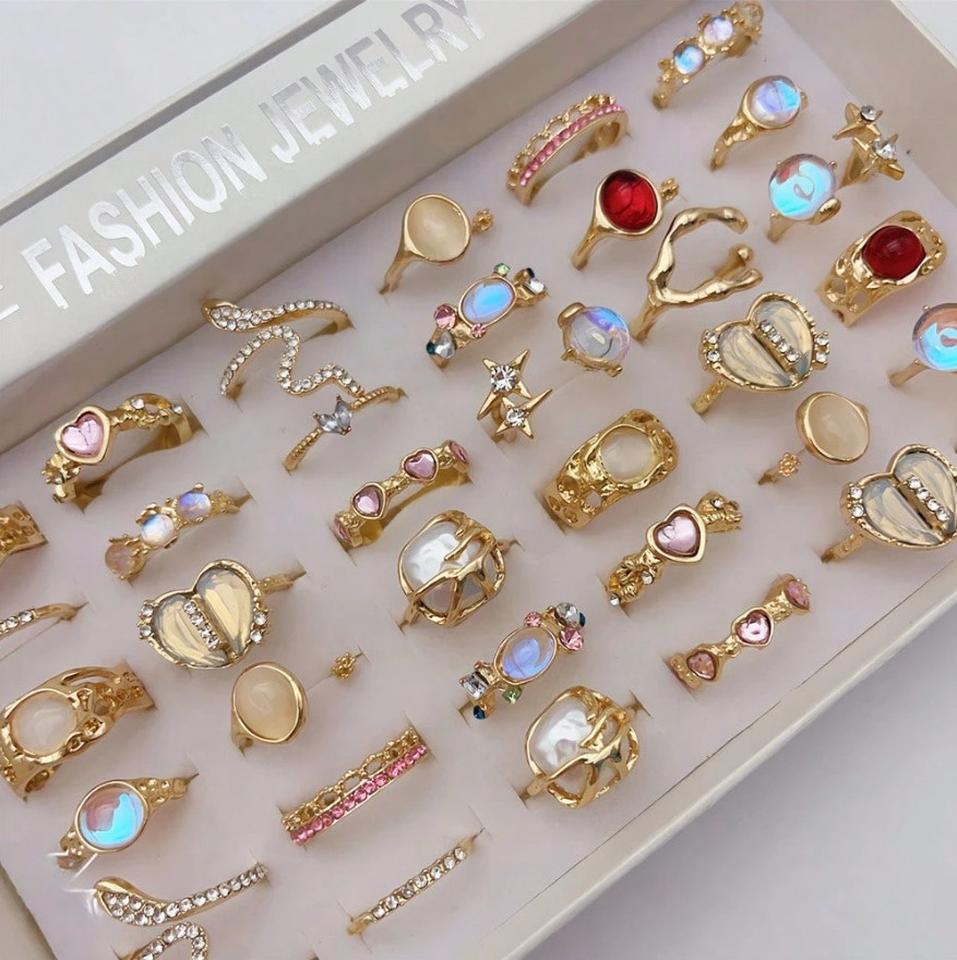 10 Pcs Wholesale Zircon Rhinestone Mixed Rings Bulk Finger Jewelry Gift Lot USA