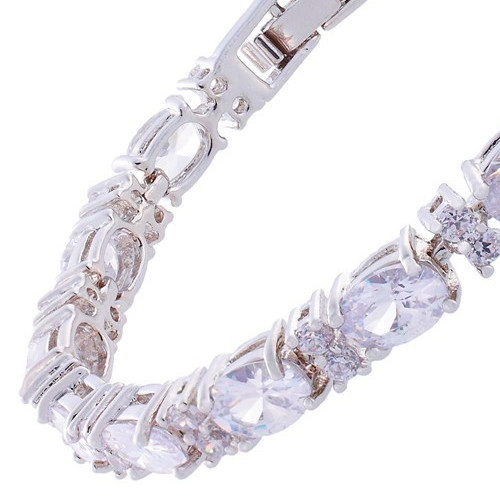 White Gold Finish Created Diamond Classic Bracelet Free Gift Box Included CRUISE