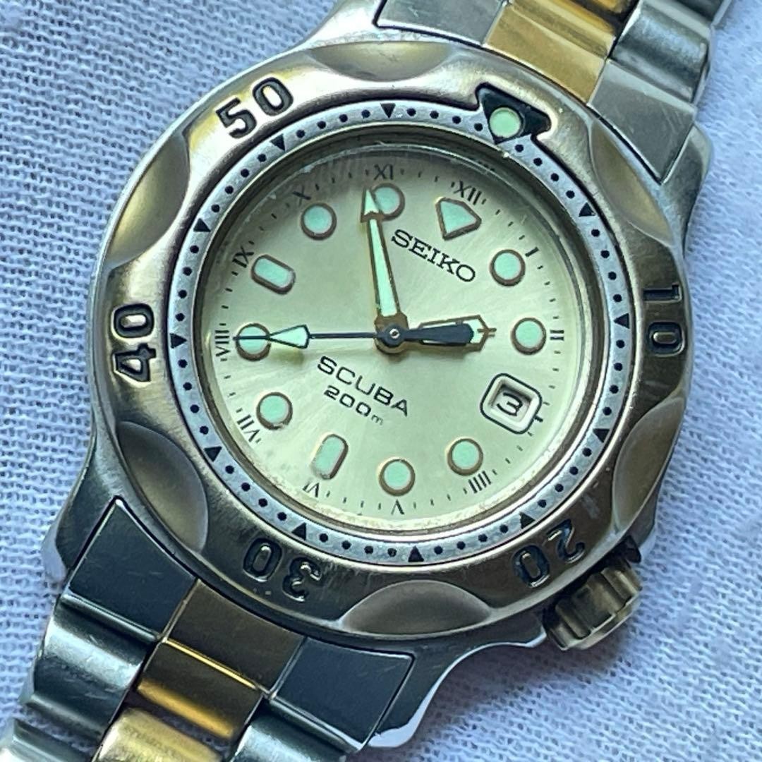 Seiko Scuba Diver Ladies 3E25-0A10 Quartz 200m Gold Dial wrist 16cm/6.3in