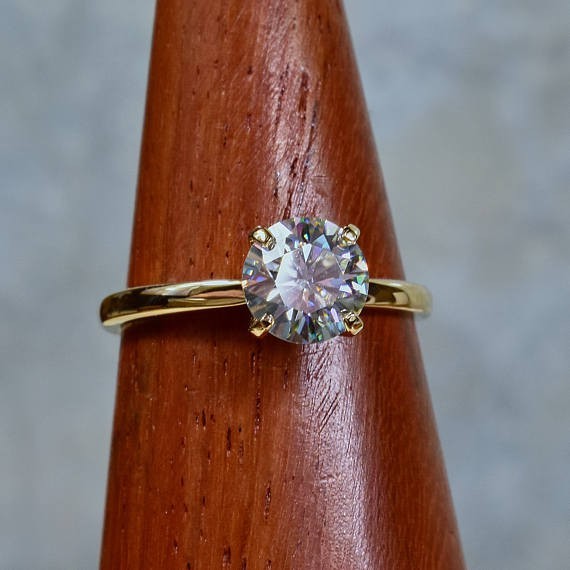 Lab Grown Round cut Diamond Wedding Ring 14K White Gold 2 Carat
