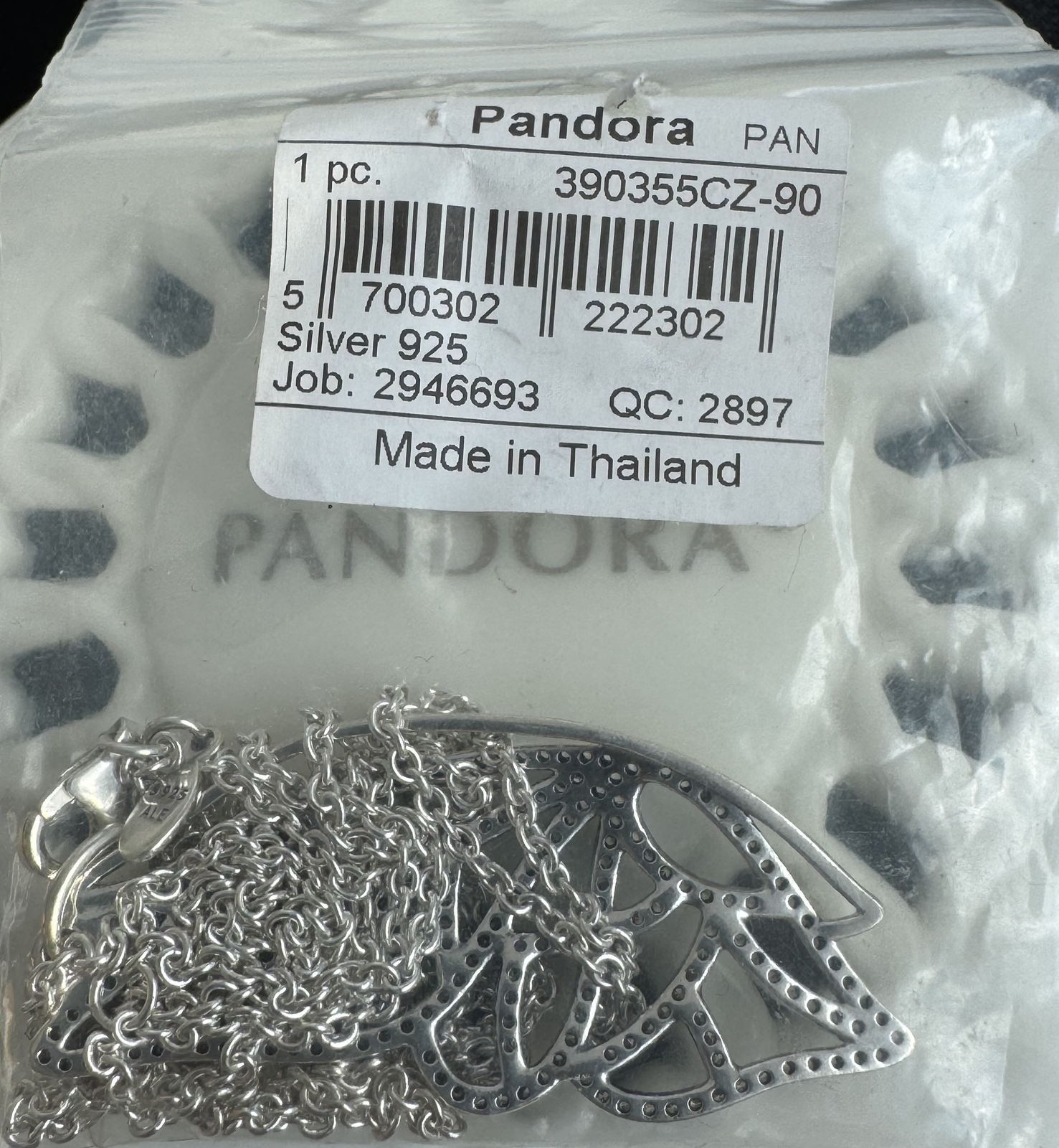 Authentic Pandora New Beginning Butterfly Necklace #390367CZ- 90 cm / 35.4 in