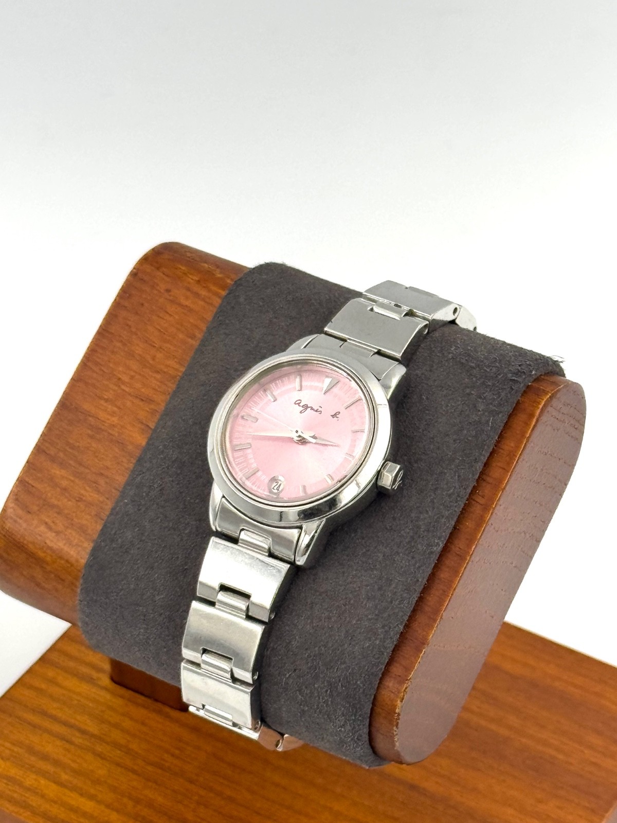 agnes b 28mm Women Quartz Watch New Battery working 7N82-0CS0 f3070