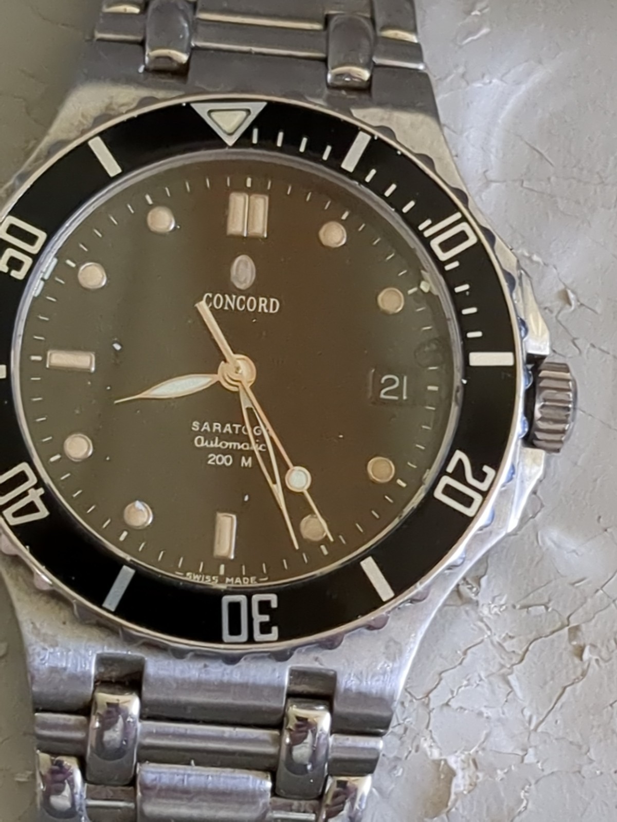 Concord Saratoga SL Stainless Steel Automatic Diver Box And Paper Just Serviced