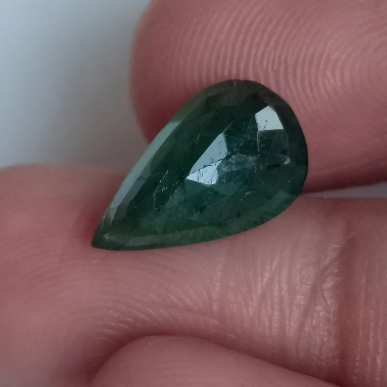 Real Zambian Emerald Pear Shape Unheated Untreated Gemstone 3 Ct