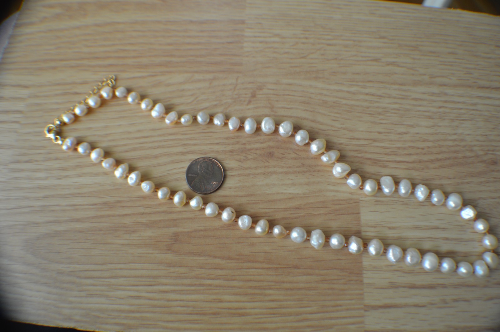 20.00ct Peach Freshwater Pearl 18″ Necklace 18k YG Plated over Fine Silver